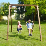 Soulet Ambre Childrens Double Wooden Swing Set Dip Treated 2.1m x 2m Swing