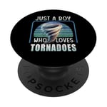 Storm Chaser Just A Boy Who Loves Tornado Retro 80s Weather PopSockets PopGrip Interchangeable