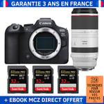 Canon EOS R6 Mark II + RF 100-500mm f/4.5-7.1 L IS USM + 3 SanDisk 32GB Extreme PRO UHS-II SDXC 300 MB/s + Ebook '20 Techniques pour Réussir vos Photos' - Appareil Photo Hybride