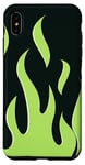 Coque pour iPhone XS Max Motif flammes vert citron, fond noir