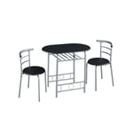 Yaheetech Ensemble de Table à Manger avec 2 Chaises, Ensemble de Meubles 3 pièces de Cuisine avec Porte-Bouteilles, pour Cuisine, Petit Espace,