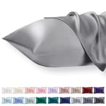 Vielit Taie Oreiller Satin 50x70 Lot de 2,Gris Pillowcase pour Cheveux,Similaire Aux Taie d Oreiller en Soie,Taies d'oreillers 50x70 Housse de Coussin certifié Oeko-Tex