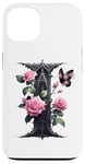 Coque pour iPhone 13 Letter I Initial Floral Monogram Rose Pink Flower Butterfly