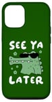 Coque pour iPhone 12/12 Pro Joli alligator dans des lunettes de soleil, adieu au crocodile, voir plus tard