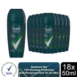 Sure Men Antiperspirant Deodorant Roll On 72H Nonstop Protection 50ml, 18 Pack