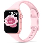 DigiHero Slim Strap Compatible with Apple Watch Straps 40mm 38mm 41mm 42mm 44mm 45mm 49mm for Women Men,Thin Narrow Soft Silicone Sport Strap for iWatch Series 9/8/7/6/5/4/3/2/1 Ultra/2 SE. Pink L