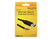 Delock Converter Usb 2.0 > Serial-Ttl 6 Open Wires (3.3 V) - Seriell Adapter - Usb 2.0 - Seriell - Svart