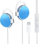 Bleu Ecouteurs Filaire Ecouteur USB c Casque Filaire Écouteurs Filaire, HiFi stéréo Clip Oreilles Casque,Écouteurs avec Fil,Oreillette Filaire, Ecouteurs USB c avec Micro