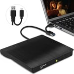 External DVD Drive USB 3.0 TYPE C USB C Portable CD/DVD +/-RW Disk Drive External CD Drive DVD Player for Laptop CD/DVD ROM Burner Reader Compatible with Laptop Desktop PC Windows Linux OS Apple Mac