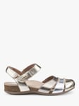 Hotter Denali Wide Fit Metallic Leather Sandals, Gold/Silver