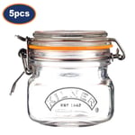 Glass Jar 250ml Square Preserving Jar Storage w/ Airtight Clip Top Container 5pc