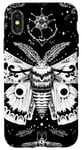 Coque pour iPhone X/XS Blanc abstrait ethnique Death Moth Dark Goth Girl fantaisie