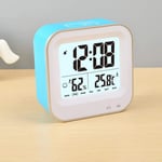 Small Compact Alarm Clock,travel clocks with Repeating Snooze, Night Light, Date and Temperature Travel Collection, USB charging,Blue