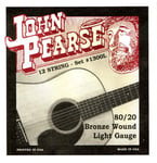 John Pearse Strings® 1300L Jeu de Cordes pour 12-String Guitare Acoustique - 80/20 Bronze Wound - Light Gauge 010-010/047-027