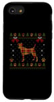 Coque pour iPhone SE (2020) / 7 / 8 Jack Russell Terrier Pull de Noël moche à carreaux Rouge