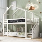 Okwish - Cabane dans les arbres pour lit d'enfant avec cheminée, rangement et protection contre les chutes 90 x 200 cm, lit mezzanine pour enfant