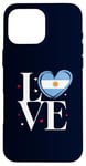 Coque pour iPhone 16 Pro Max Drapeau argentin coeur drôle I Love Argentina