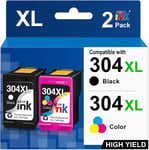 304Xl Pour Cartouches 304 304 Xl Cartouches 304 Noir Et Couleur Encre 304 Pour Envy 5030 5020 Deskjet 3750 3720 2622 2620 (Noir Couleur, 2 Pack)[Q1487]