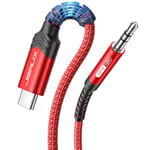 JSAUX USB C to 3.5mm Jack Audio Aux Cable [1M], Aux to USB C Headphone Type C Male Car Stereo Cord Adapter Compatible with iPhone 16 Pro Max/15 Pro Max Plus, Galaxy S24 S23 Ultra, iPad Pro, Pixel-Red