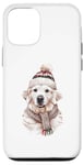 Coque pour iPhone 13 Blanc anglais crème Golden Retriever maman chien chiot Noël