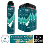 Sure Men Antiperspirant Deodorant Sensitive 72H Nonstop Protection 250ml, 18Pack