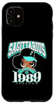 iPhone 11 Sagittarius 1989 Turquoise Birthday Afro Zodiac Queen Case