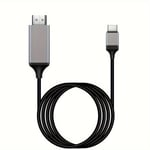 4K 30Hz 2m USB-C HDMI-kaapeli, kestävä harmaa PVC