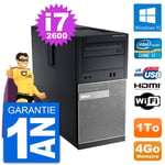 PC Dell 3010 MT i7-2600 RAM 4Go Disque Dur 1To HDMI Windows 10 Wifi