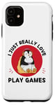 iPhone 11 Kawaii Penguin I Just Really Love Cute Play Games Lover Case