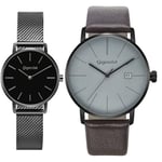 Gigandet Mixte Analogique Quartz Japonais Montre avec Bracelet en Cuir AVG36AVG42-Duo-04