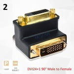 Adapter 2 Connecteur coudé DVI 24 + 5 24 + 1, Angle droit 90 270 degrés DVI vers DVI mâle vers mâle femelle vers femelle adaptateur d'extension vidéo