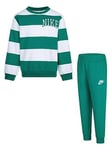 Nike Younger Unisex Sportswear Club Seasonal Stripe Crew Set - Green, Green, Size 5-6 Years