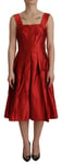 Dolce & Gabbana Robe Satin Soie Rouge A-Line Plissé Midi IT38/US4/XS 2330usd