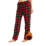 YUSHOW Lot de 1 Pantalon de Pyjama Femme en Polaire Hiver à Carreaux Bas de Pyjama Chaud Doux et Confortable,Rouge,L