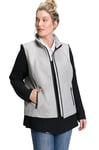 Ulla Popken Femme Grandes Tailles Gilet Softshell, Doublure en Polaire, col Montant Gris Clair chiné 46+ 807953134-46+