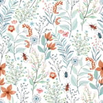 VEELIKE Papier Peint Fleuri Blanc Papier Peint Adhesif Feuillage Bleu Papier Collant pour Meuble Vintage Papier Peint Adhesif Mural Tropicale Stickers Muraux Salle de Bain Chambre Salon 44,5cm×300cm