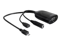 Delock - Adapter För Video / Ljud - Mikro-Usb Typ B Hane Till Hd-15 (Vga), Mini-Phone Stereo 3.5 Mm, Mikro-Usb Typ B Hona - 30 Cm - Svart