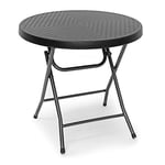 Relaxdays Table pliante de jardin BASTIAN ronde HxlxP 74 x 80 x 80 cm Camping pliable BASTIAN en aspect rotin Terrasse, noir