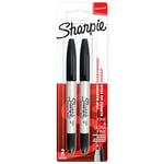 Sharpie Twin Tip Permanent Markers | Fine & Ultra-Fine Points | Black Ink | 2 Marker Pens