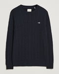 GANT Cotton Cable Crew Neck Pullover Evening Blue