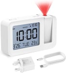 CHEREEKI Projection Alarm Clock, Digital Projector Clock Mains Powered Bedside