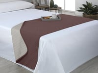 Estoralis - AVA | Chemins de lit Doux et Soyeux | Tissu matelassé réversible | Beige/Marron | pour lit de 140/150/160 cm. (60 x 230 cm.) Couvre-lit de Couleur contrastée.