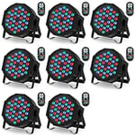 DELIBANG 8PCS Par LED Lampe de Scène, 36 LED RGB Lyre Eclairage de Scène Effet DMX512 avec Télécommande et Support, Lumiere DJ pour la Scène s'allume Disco Party Mariage