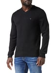 Tommy Hilfiger Men’s V-Neck Regular Fit Jumper, Black (Black), XL