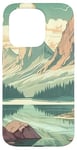 Coque pour iPhone 15 Pro Rocky Mountain Lake Vintage Paysage graphique