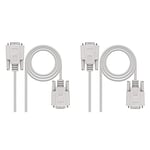 Nano Cable 10.14.0203 - Câble serie RS232, DB9, mâle-femelle, Beige, 3mts & 10.14.0602 - Câble serie RS232 null modem, DB9, femelle-femelle,1.8mts