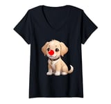 Womens Red Dog Nose Funny Day 2024 Red Dog Nose Cute Puppy for Kids V-Neck T-Shirt