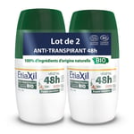 ETIAXIL - Déodorant Anti-transpirant Végétal Transpiration Modérée Certifié Bio Aisselles 48h Parfum Coco Roll On Lot de 2 Rouleau 100 ml