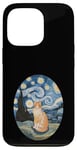 Coque pour iPhone 13 Pro Robe Nuit Étoilée et Robe Van Gogh Chat Orange Chat Roux