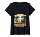 Womens Visit Yellowstone National Park Scenic Wildlife Exploration V-Neck T-Shirt